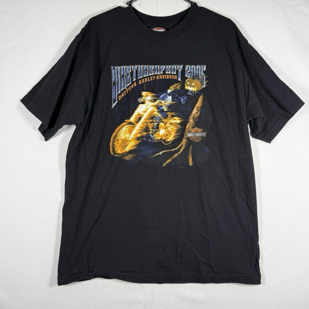 VTG 2005 Biketoberfest Dayton Beach Harley Davidson Shirt Men's XL Jackolantern